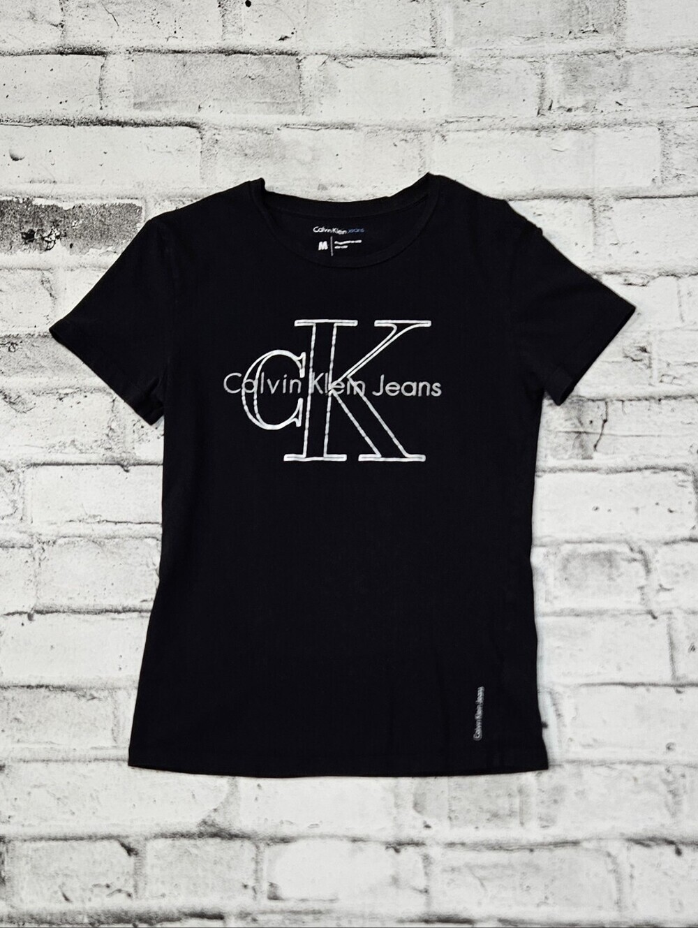 Calvin Klein Jeans Black CK Logo Graphic Tee Cotton Size Medium